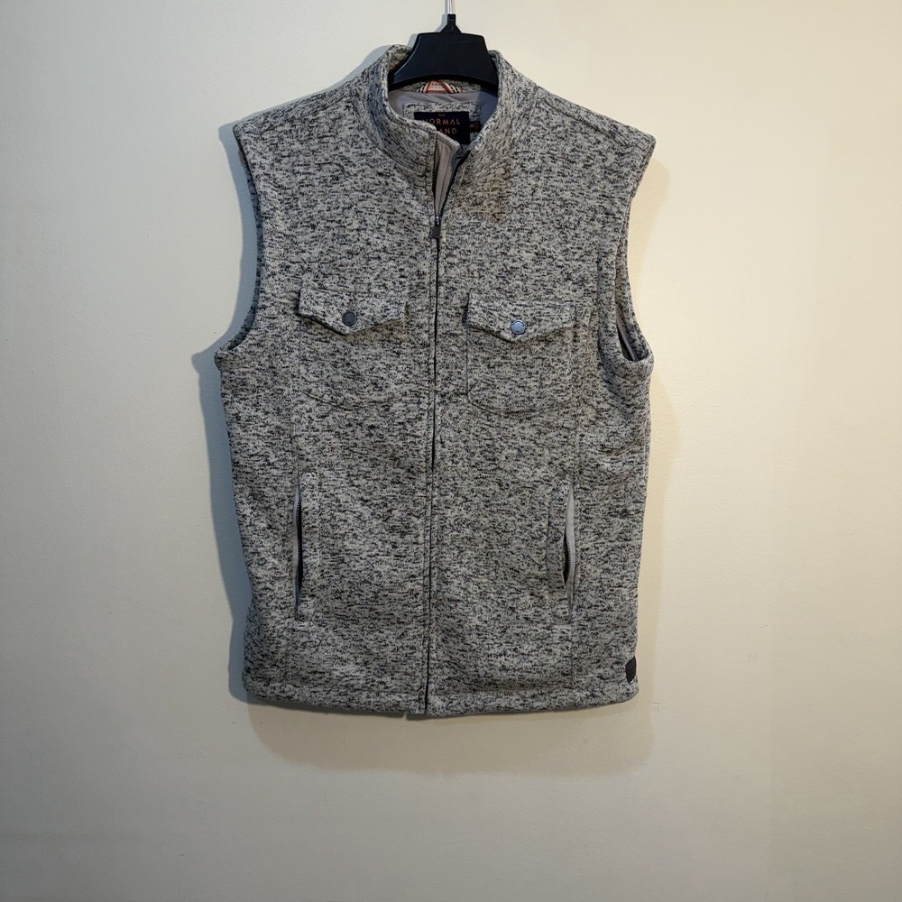 Normal Brand‎ Vest Mens M Gray Heather Lincoln Fleece Full Zip Flap Pocket